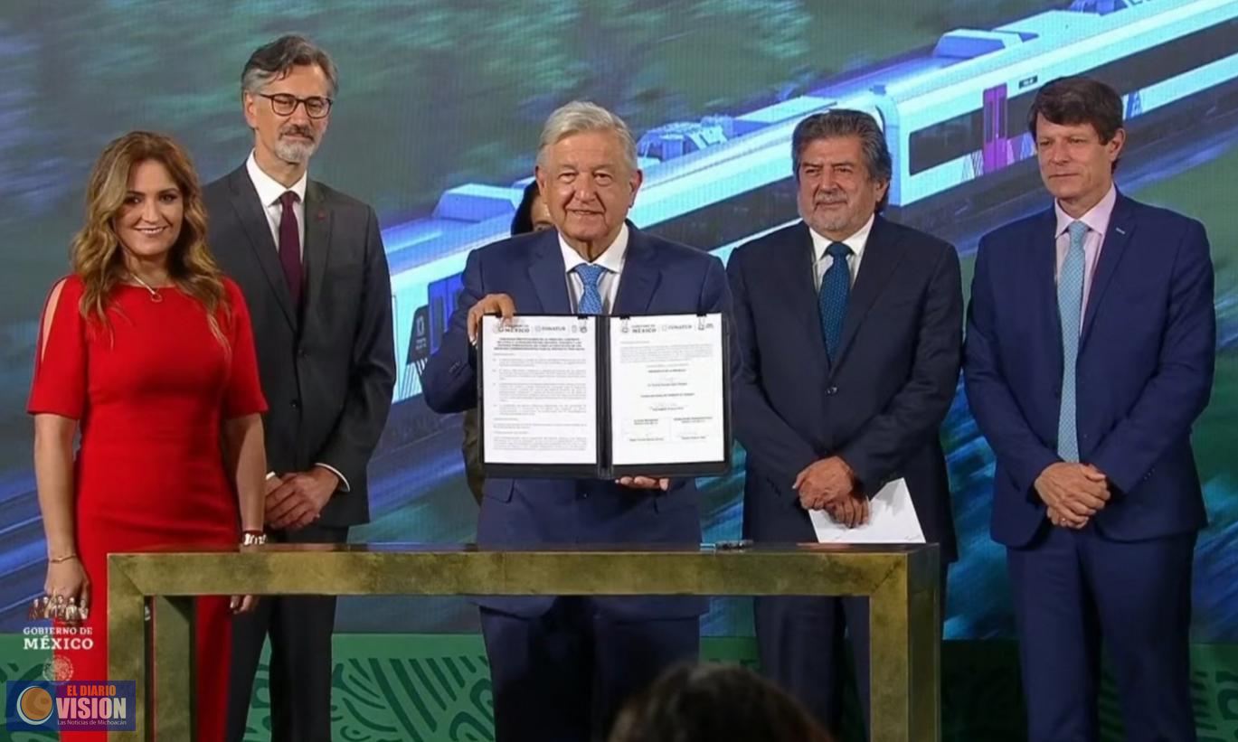 AMLO firma contrato para fabricar trenes en México para el Tren Maya