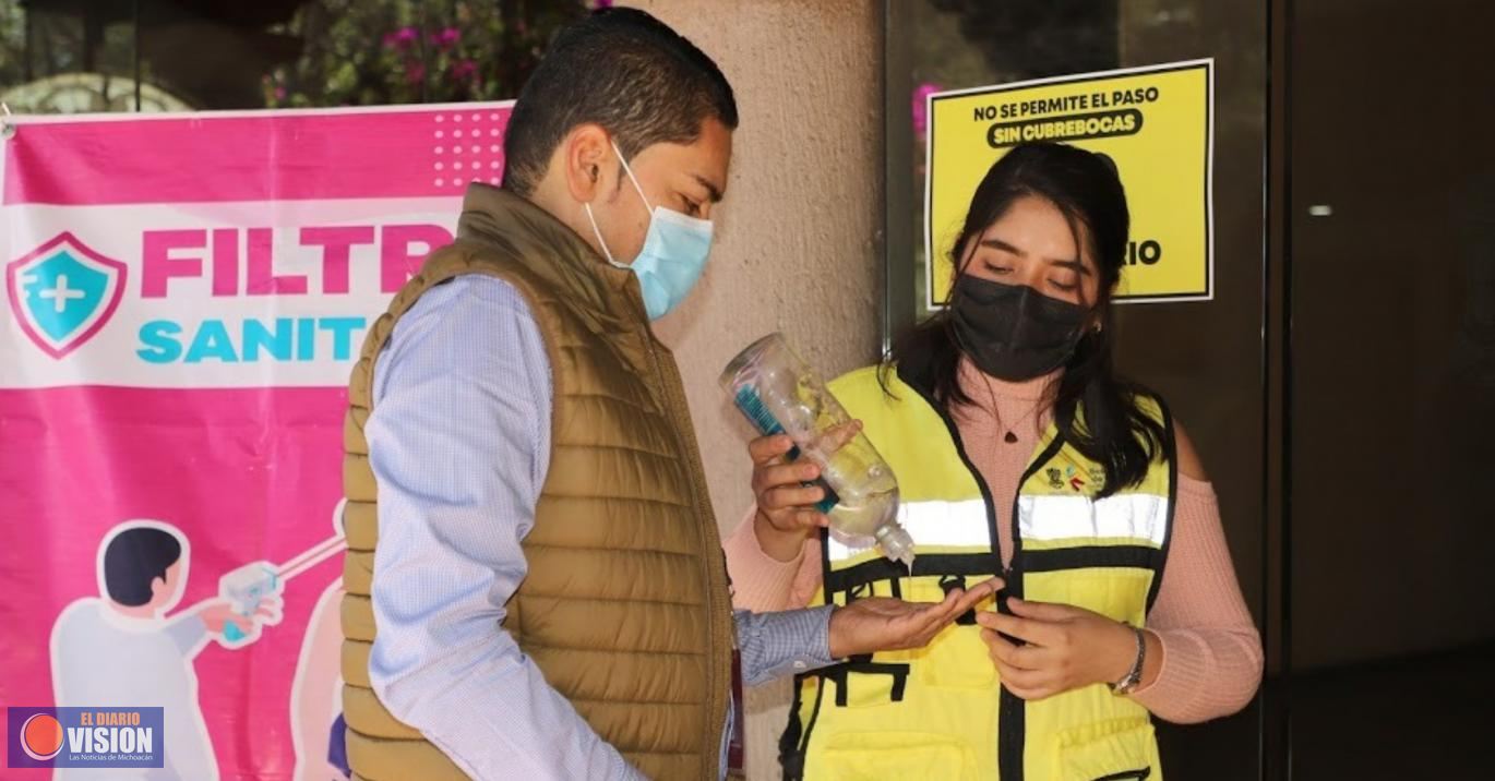 Promueve SSM uso de gel antibacterial a través de la instalación de filtros sanitarios