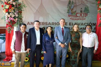 Vicente Gómez acompaña celebración de 112 años de elevación de municipio de Madero